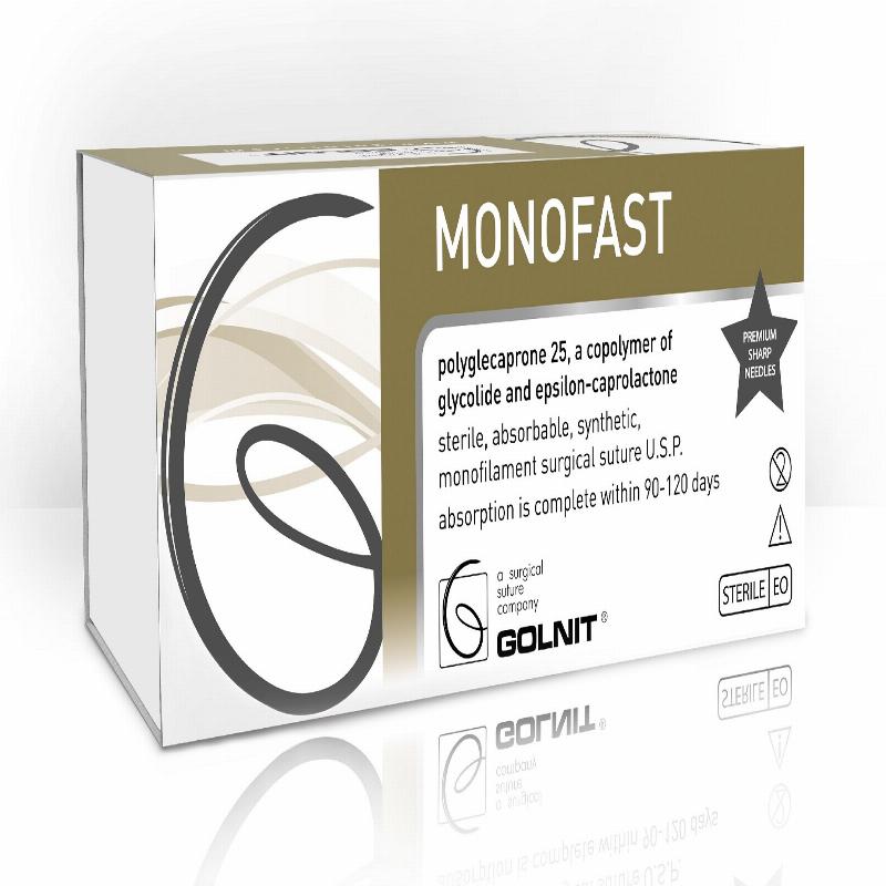 Mонофаст (Поліглекапрон 25) шовний матеріал 90см Розмір USP (EP) 4(1,5) Голка: колюча 30мм 1/2 кола Одно-голкова